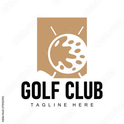 Golf club logo design and outdoor sport vector golf stick and ball template illustration