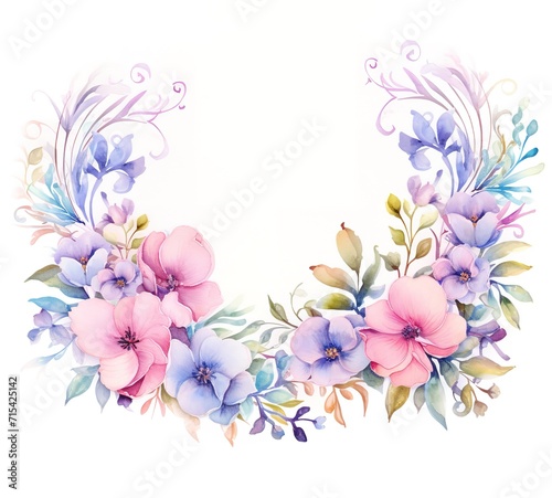 Watercolor Wreath Frame Background © candra