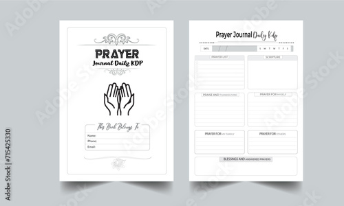Prayer Journal (Daily). Daily Gratitude Monthly & Yearly Undated Planner. Printable Gratitude Journal. Planner Bundle Design. Printable Planner Set with cover page layout template