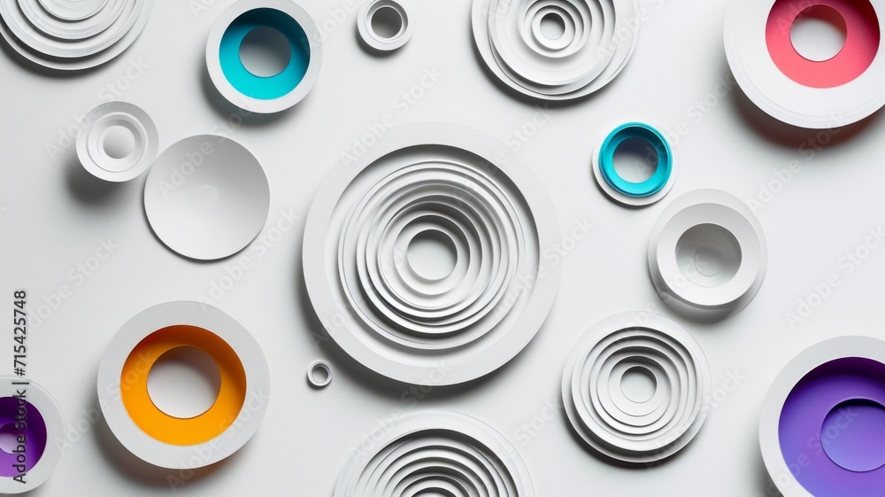 Circles background in paper cut style. White and grey colors. Decorative geometric shapes backdrop Circles background in paper cut style. White and grey colors. Decorative geometric shapes backdrop