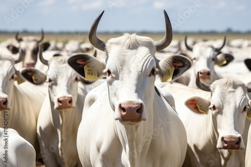 Narrowly focused Nelore cattle herd in Mato Grosso, Brazil. photo