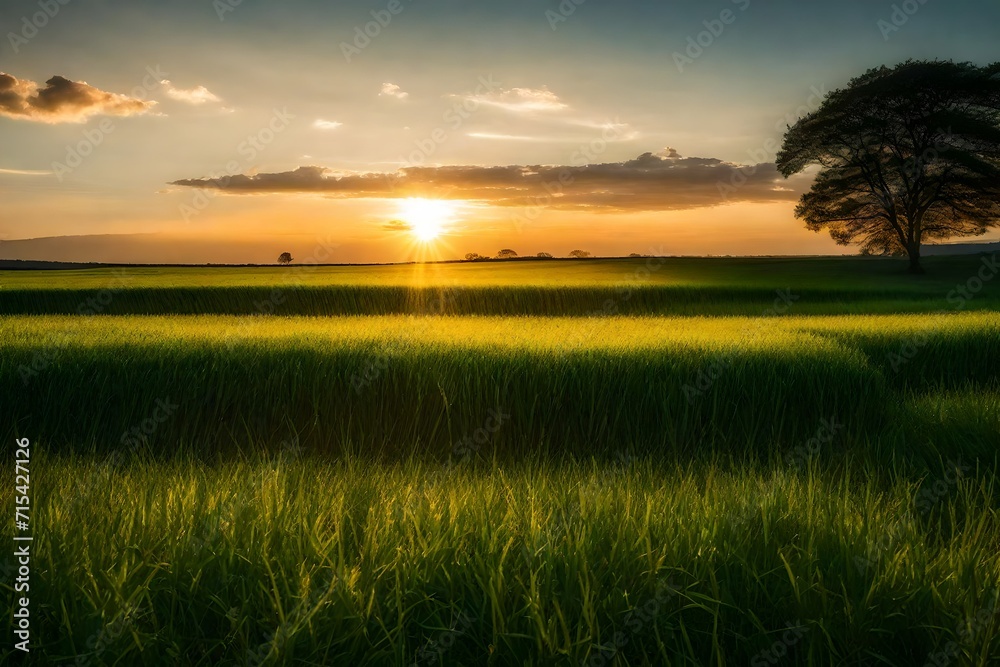 sunset over the river