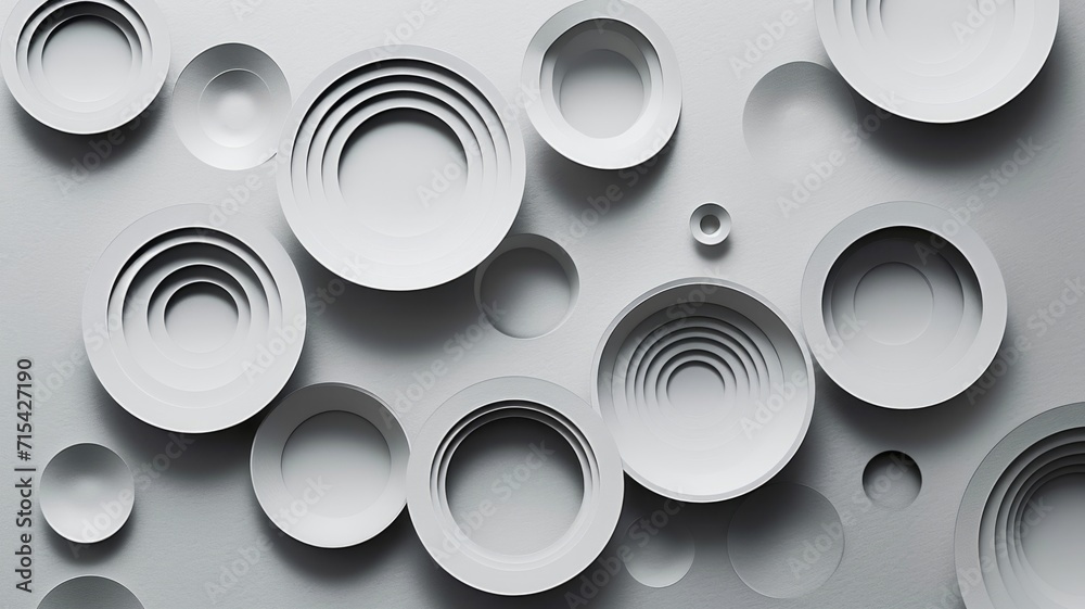 Circles background in paper cut style. White and grey colors. Decorative geometric shapes backdrop Circles background in paper cut style. White and grey colors. Decorative geometric shapes backdrop