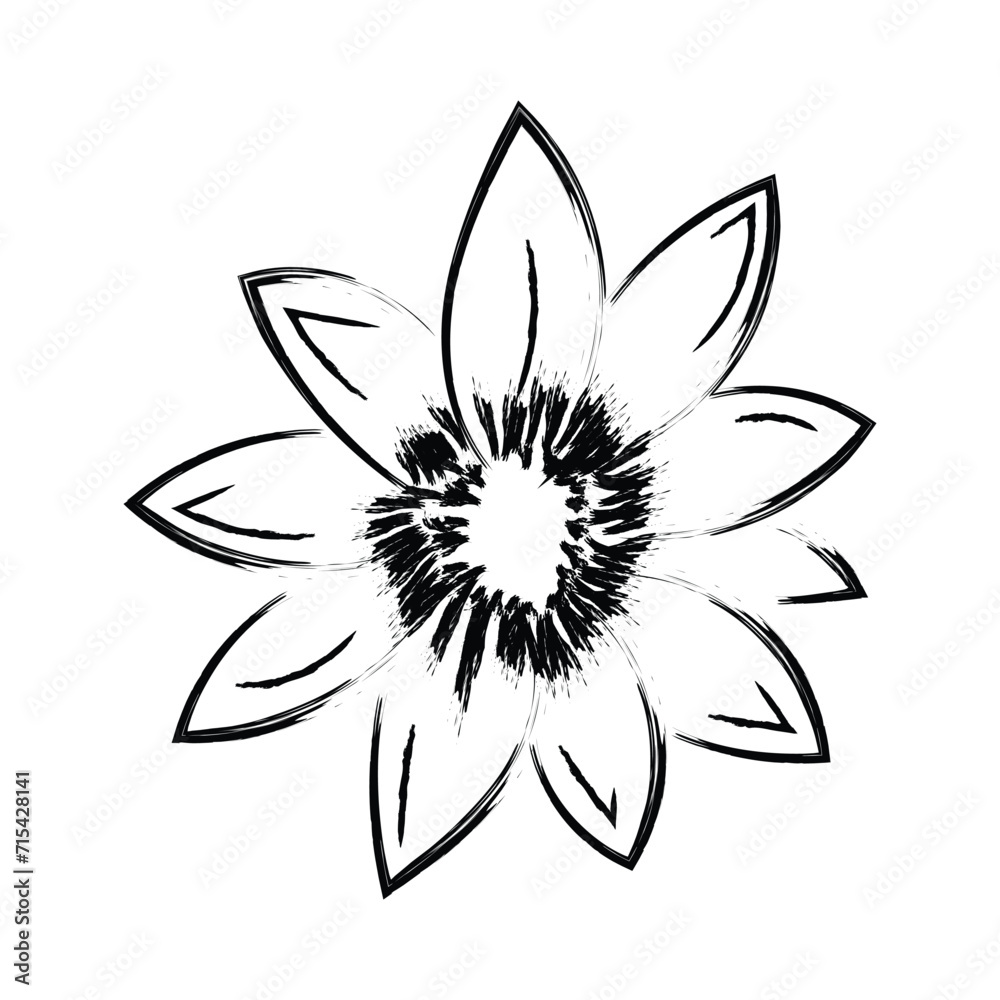 Flower Drawing for print or use as poster, card, flyer or T Shirt
