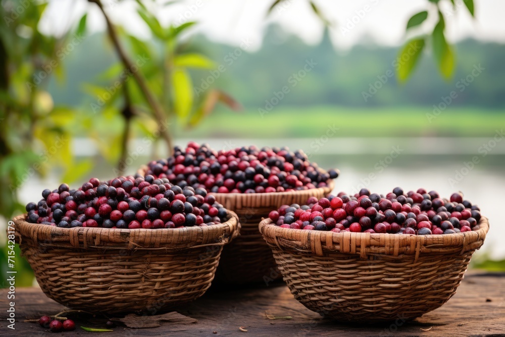 Acai berries in Amazon rainforest symbolize environment, biodiversity, and healthy food. Acai berries in Amazon rainforest symbolize environment, biodiversity, and healthy food.