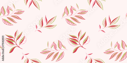 Modern minimalist seamless leaves pattern. Vector hand drawn abstract creative simple leaf silhouettes on a light background. Template for textile, fashion, print, surface design, fabric