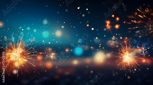 Beautiful creative holiday background with fireworks and sparkles