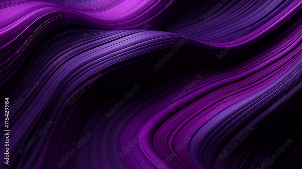 Obraz premium Dark purple abstract background with wavy lines and swirls. Beautiful black and violet wallpaper. 