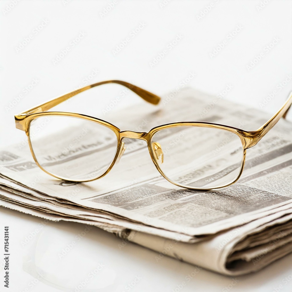 Reading glasses lie on a daily newspaper. Reading glasses lie on a daily newspaper.