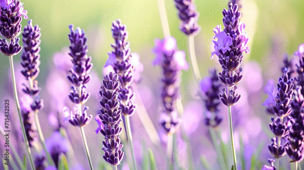 Obraz premium Butterflies are flying in the air, trees are blooming their first flowers, and nature is preparing for summer. The bright colors of spring. Spring content backgrounds. Lavender gardens. Lavender. 