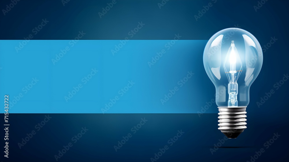 Lightbulb concept with blue background and copy space - 16:9 format