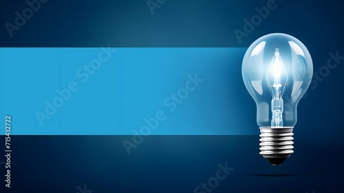 Obraz na płótnie Lightbulb concept with blue background and copy space - 16:9 format w salonie