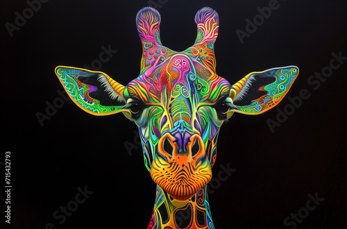 Ornamented_abstract_giraffe_on_a_black_background_2