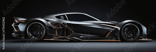 Futuristic super car on black background