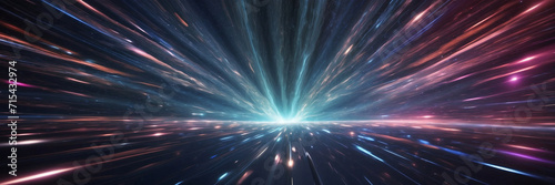 Light speed travel background. Galaxy and cosmos exploration.
