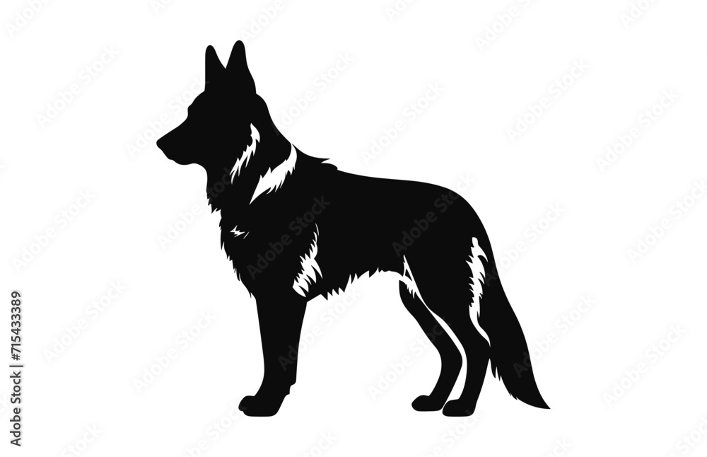A German Shepherd Dog vector Silhouette isolated on a white background