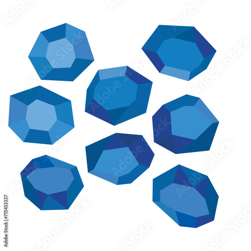 Cartoon stones. Rock stone isometric set. Blue boulders  natural building block shapes  wall stones. 3d flat isolated illustration. Vector collection
