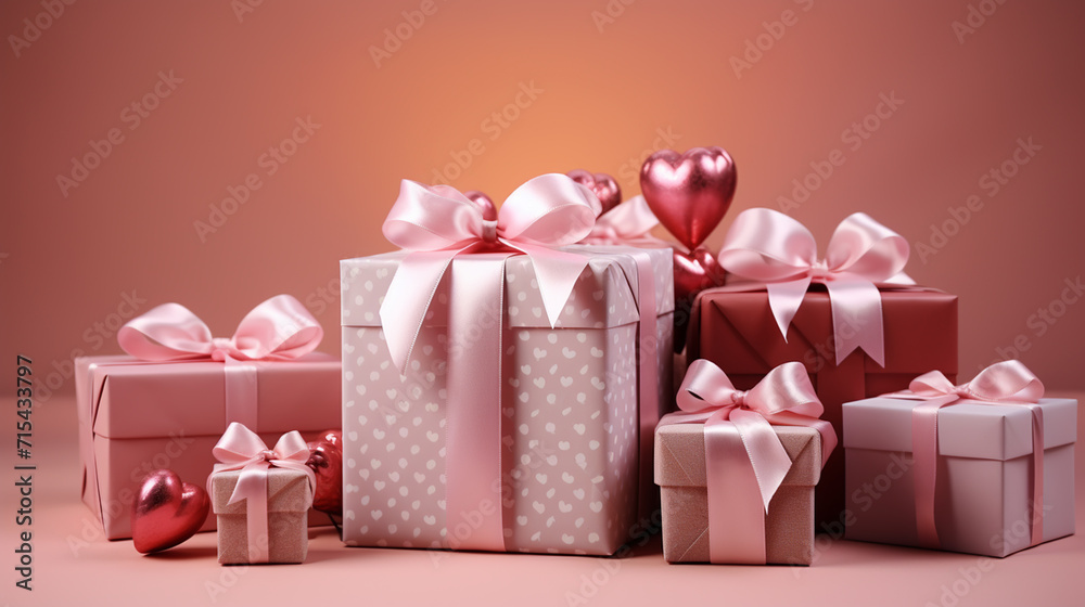 Cute love present box with confetti and heart shape balloons around. Suitable for Valentine's Day and Mother's Day. Cute love present box with confetti and heart shape balloons around. Suitable for Valentine's Day and Mother's Day.