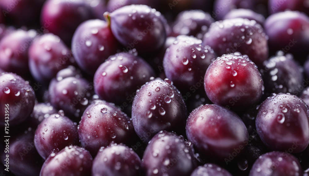 Purple plums with water drops. Copy space Purple plums with water drops. Copy space