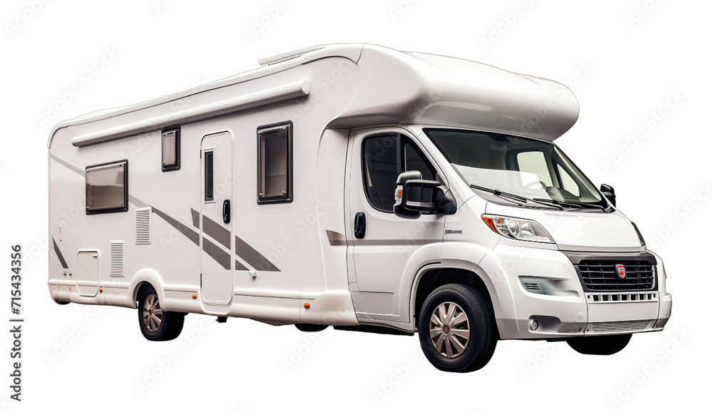 White motorhome isolated on transparent background. PNG file, cut out	