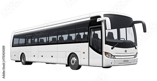 White Travel Bus isolated on transparent background. PNG file, cut out	