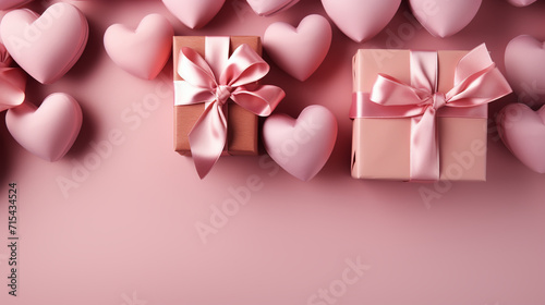 Cute love present box with confetti and heart shape balloons around. Suitable for Valentine s Day and Mother s Day.