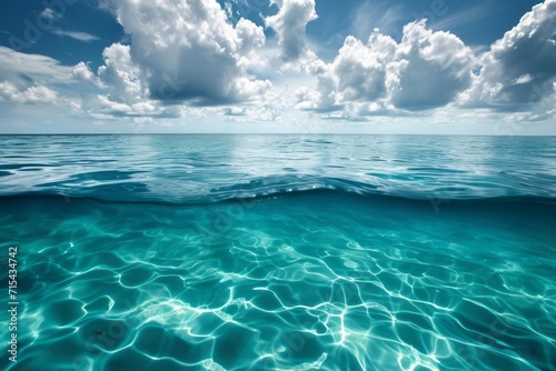 clear ocean water, half water half sky wallpaper artwork