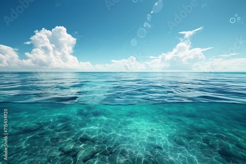 clear ocean water, half water half sky wallpaper artwork