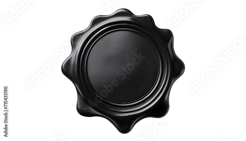 Black wax seal isolated on transparent background. photo