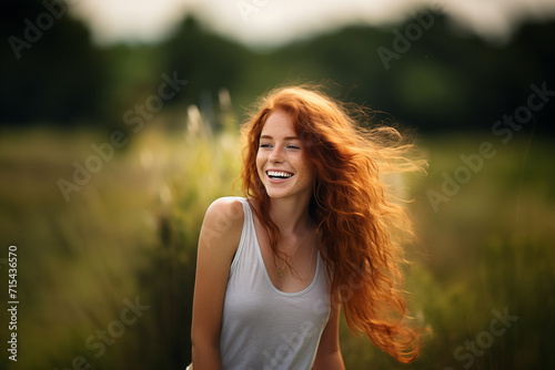 Young pretty redhead woman at outdoors © luismolinero