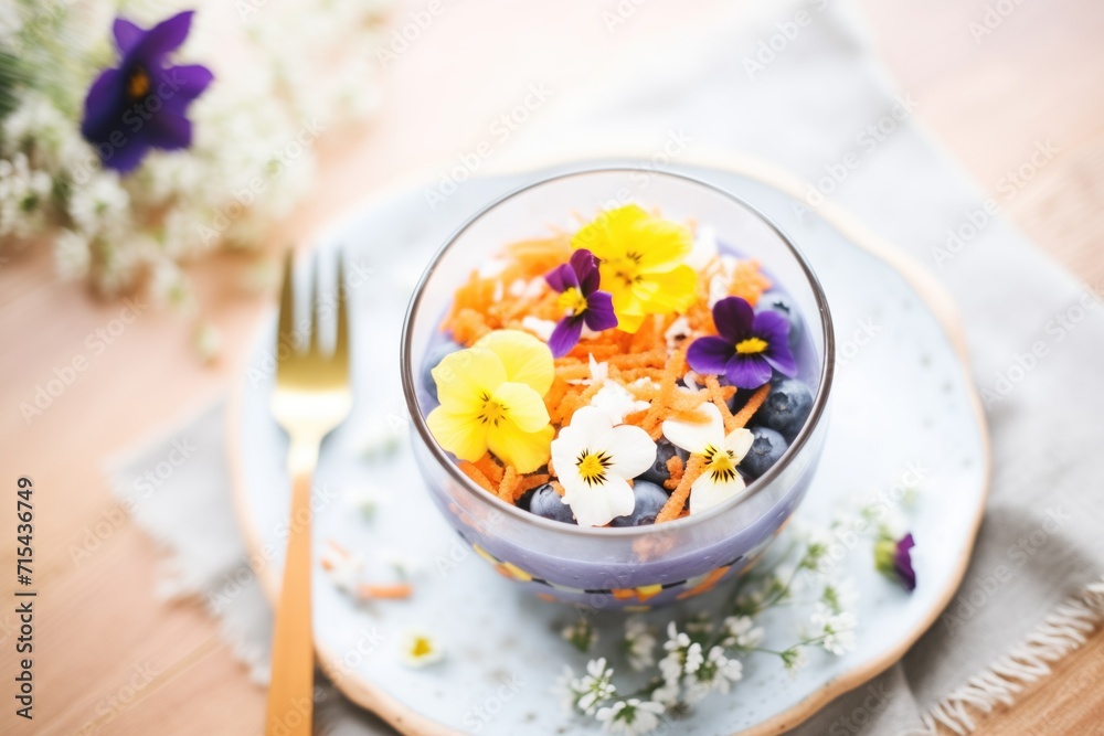 acai bowl with edible flowers topping for a spring touch acai bowl with edible flowers topping for a spring touch