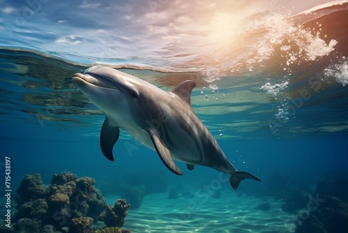 Dolphins swimming in tropical water © Amer