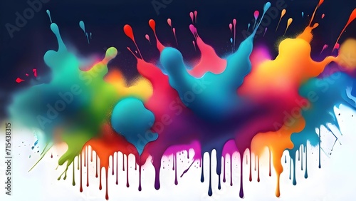 Colorful paint splashes on a dark background, Background image of colorful paint splashes 