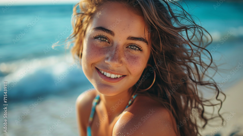Portrait of beautiful woman on the beach. Vacation concept. Portrait of beautiful woman on the beach. Vacation concept.