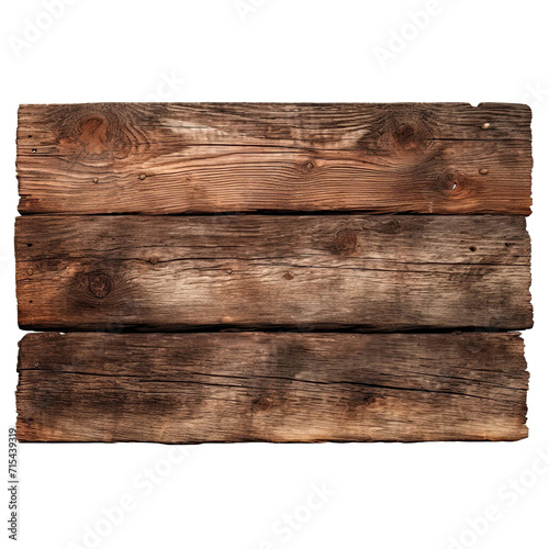 Old plank of wood on transparent background