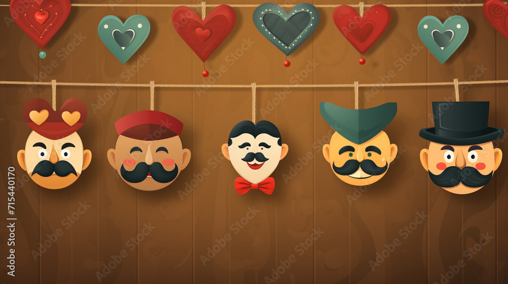 Red hearts on rope with clothespins. Place for text, copy space. Red hearts on rope with clothespins. Place for text, copy space.