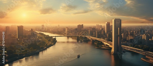 Aerial view of cityscape and Nile river photography