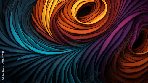 3d rendering, abstract colorful background, curvy ribbons. Modern creative wallpaper