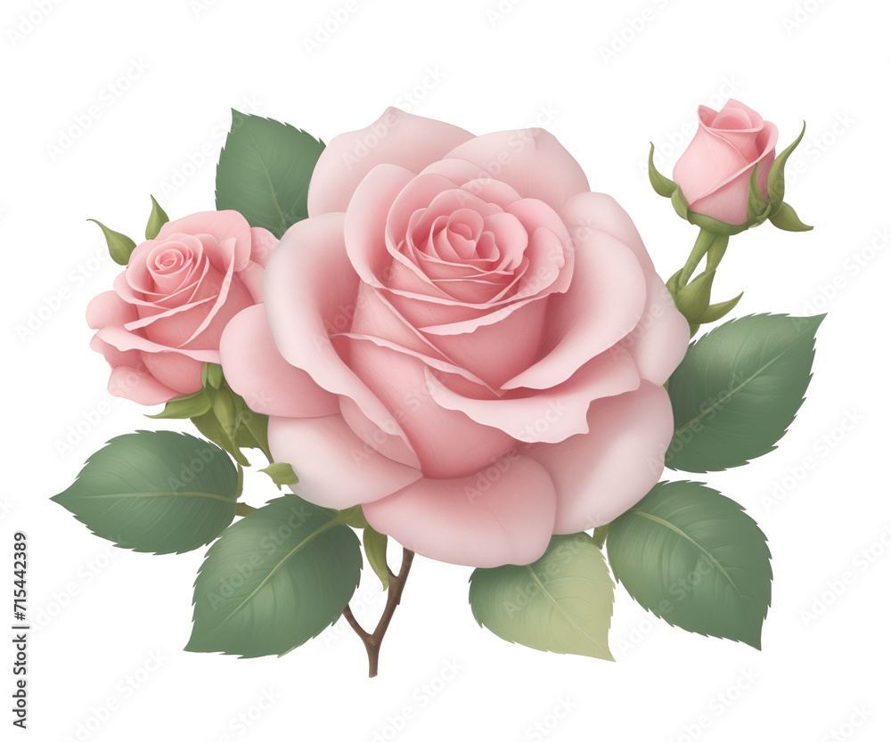 Naklejka premium pink rose isolated on white,flower clipart