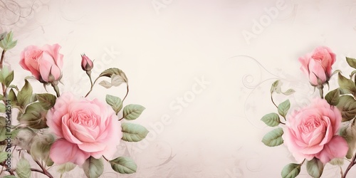 Vintage floral background with a vintage frame