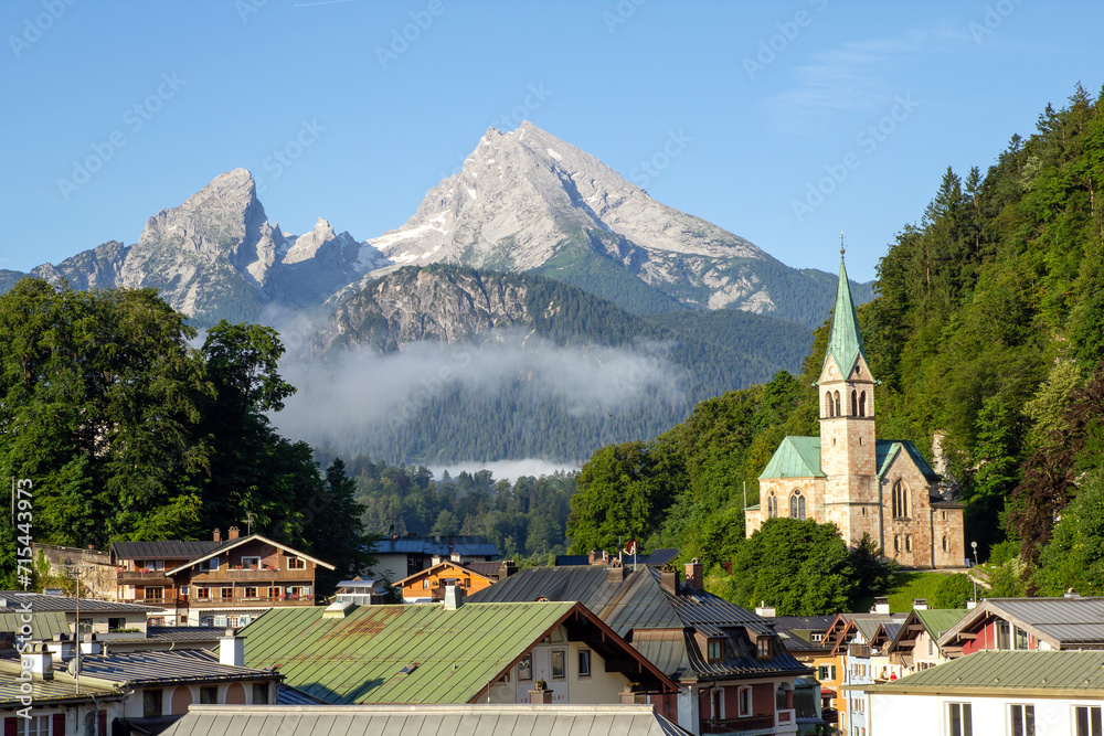 Berchtesgaden, Watzmann, Christuskirche  - obrazy, fototapety, plakaty 