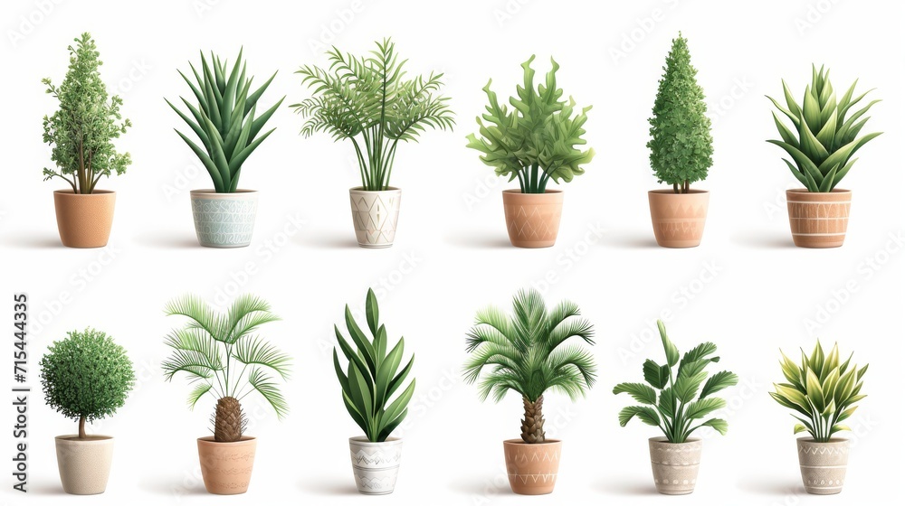 Collection of decorative houseplants isolated on white background Collection of decorative houseplants isolated on white background
