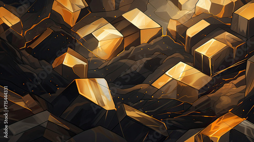 Abstract background with metallic foiling effects, incorporating a mosaic of patterns and shapes to produce a visually rich and luxurious composition Ai Generative
