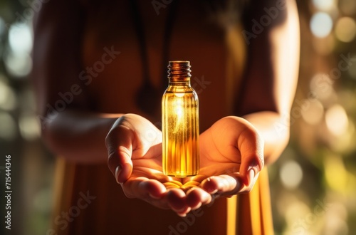 small bottle with an essential oil.