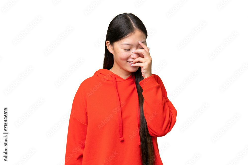 Young Asian woman over isolated background showing thumb down with negative expression Young Asian woman over isolated background showing thumb down with negative expression