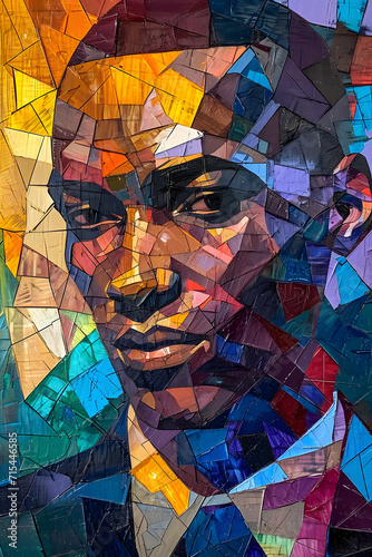 Abstract Mosaic Portrait. Generative AI