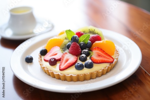 fruit tart with pastry cream dollop