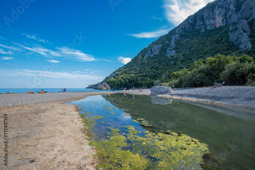 Fototapeta Naklejka Na Ścianę i Meble -  View of the popular and famous Çıralı (Çıralı) beach near the ancient city of Olympos in Turkey.
