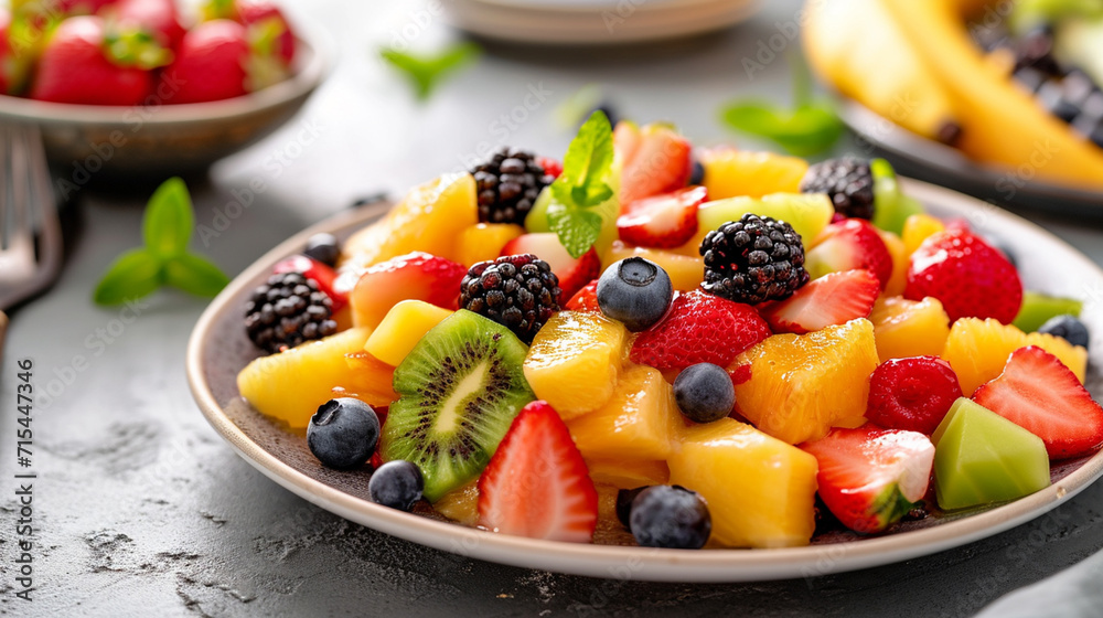 A fruit salad on a plate A fruit salad on a plate