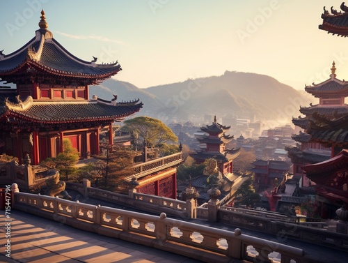 Ancient Chinese culture architecture special temple picture